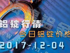 鋁錠行情：12月4日長(zhǎng)江各地區(qū)鋁錠價(jià)格市場(chǎng)行情